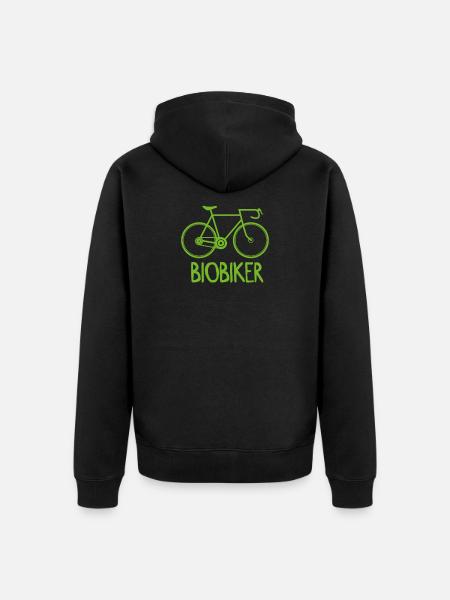 Biobiker Grün Radfahrer - Unisex Premium Bio Zip Hoodie - Schwarz