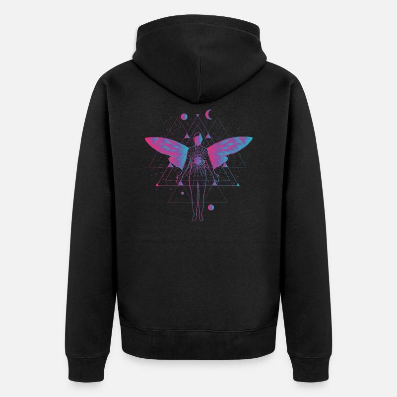 Psytrance Electro Engel - Unisex Premium Bio Zip Hoodie - Schwarz