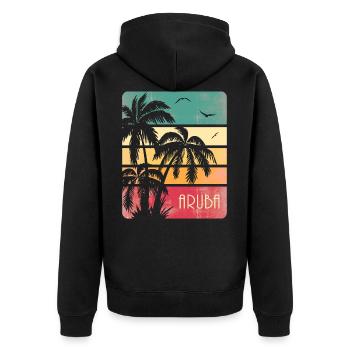 Aruba - Unisex Premium Bio Zip Hoodie - Schwarz - Hinten - Nico (187cm)