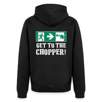 Get To The Chopper! - Unisex Premium Bio Zip Hoodie - Schwarz - Hinten - Nico (187cm)