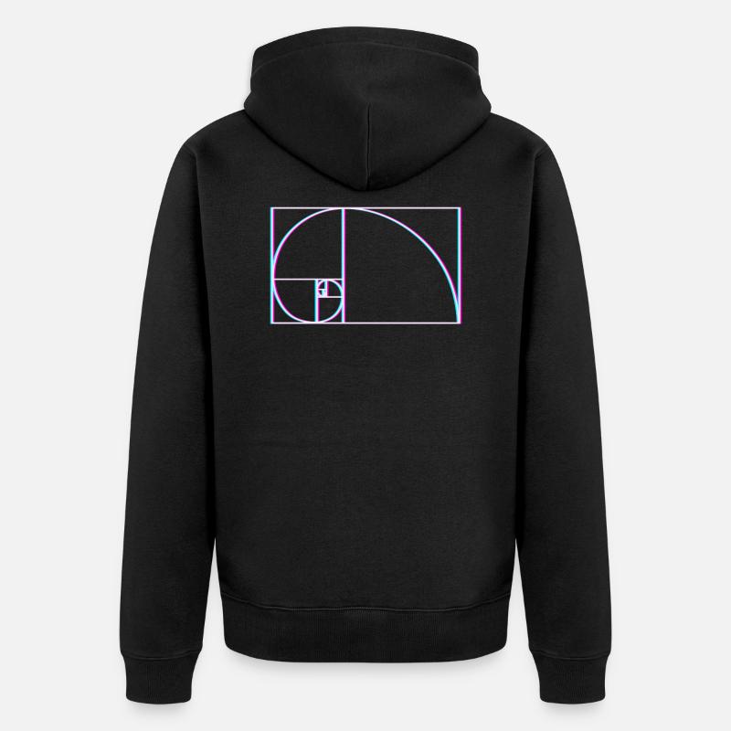 Fibonacci Spirale Glitch - Veste à capuche bio Premium Unisexe - noir