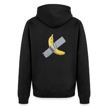 Banane Klebeband - Unisex Premium Bio Zip Hoodie - Schwarz - Hinten - Nico (187cm)