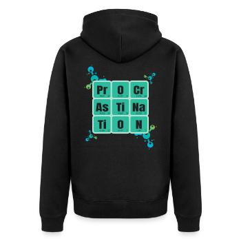 Procrastination Periodic Table Of Elements Design - Unisex Premium Bio Zip Hoodie - Schwarz - Hinten - Nico (187cm)