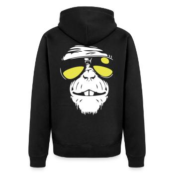 Cool Monkey - Coole Affe - Unisex Premium Organic Zip Hoodie - black - Back - Nico (187cm)