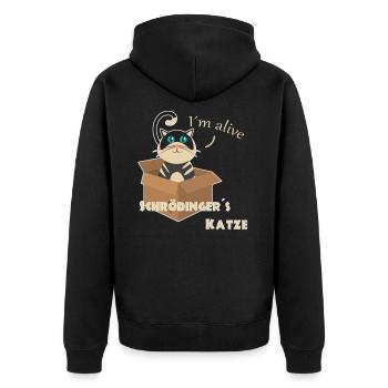 Schrödinger s katze - Unisex Premium Bio Zip Hoodie - Schwarz - Hinten - Nico (187cm)