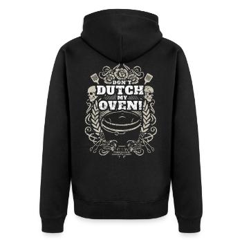 Don't Dutch my Oven Original - Unisex Premium Bio Zip Hoodie - Schwarz - Hinten - Nico (187cm)