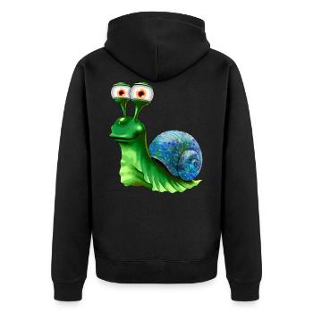 Opal Snail - Opal Schnecke - Unisex Premium Bio Zip Hoodie - Schwarz - Hinten - Nico (187cm)
