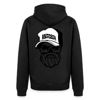 Aberdeen - Unisex Premium Bio Zip Hoodie - Schwarz - Hinten - Nico (187cm)