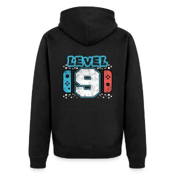 Niveau 9 - Conception de cadeaux 9e anniversaire - Veste à capuche bio Premium Unisexe - noir - Dos - Nico (187cm)
