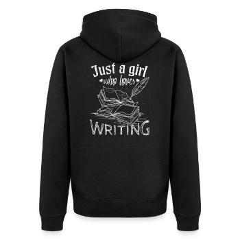 Writer Girls - Unisex Premium Organic Zip Hoodie - black - Back - Nico (187cm)