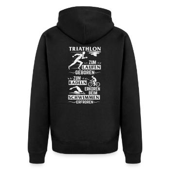 TRIATHLON - Humor - Unisex Premium Bio Zip Hoodie - Schwarz - Hinten - Nico (187cm)