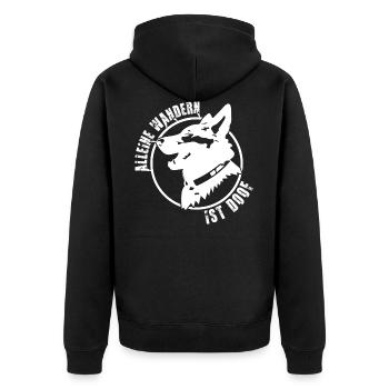 Wandern mit Hund - Unisex Premium Bio Zip Hoodie - Schwarz - Hinten - Nico (187cm)