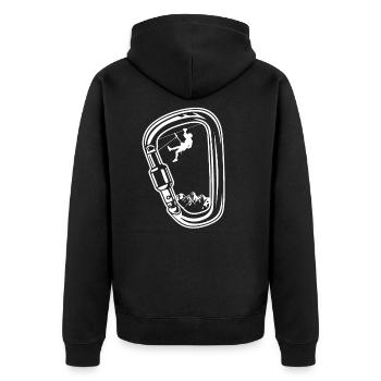 Kletterer Geschenk Felsklettern Carabiner Berge - Unisex Premium Bio Zip Hoodie - Schwarz - Hinten - Nico (187cm)