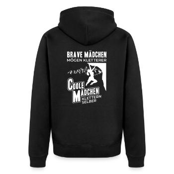 Lustiges Kletterer Geschenk Coole Mädchen Klettern - Unisex Premium Bio Zip Hoodie - Schwarz - Hinten - Nico (187cm)