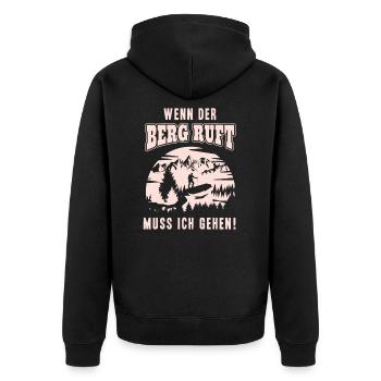 Bergsteiger Wenn der Berg ruft muss ich Gehen - Unisex Premium Bio Zip Hoodie - Schwarz - Hinten - Nico (187cm)
