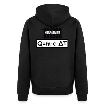 Heizungsbauer Q=mxcxt T-Shirt - Unisex Premium Bio Zip Hoodie - Schwarz - Hinten - Nico (187cm)