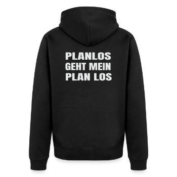 Planlos geht mein Plan los Projekt Planer Manager - Unisex Premium Bio Zip Hoodie - Schwarz - Hinten - Nico (187cm)