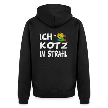 Ich kotz im Strahl Launig Genervt schlechte Laune - Unisex Premium Bio Zip Hoodie - Schwarz - Hinten - Nico (187cm)