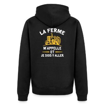 t-shirt ferme agriculture agriculteur ferme paysan - Veste à capuche bio Premium Unisexe - noir - Dos - Nico (187cm)
