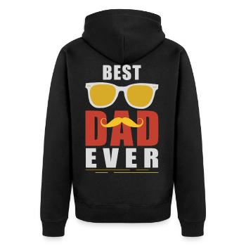 bester Vater Schnauzbart - Unisex Premium Bio Zip Hoodie - Schwarz - Hinten - Nico (187cm)