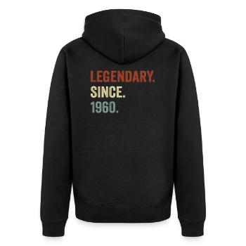 Legendär seit 1960 - Unisex Premium Bio Zip Hoodie - Schwarz - Hinten - Nico (187cm)