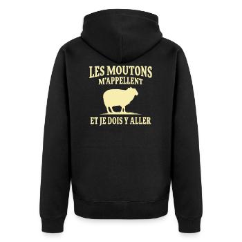 les moutons m'appellent et je dois y aller - Veste à capuche bio Premium Unisexe - noir - Dos - Nico (187cm)
