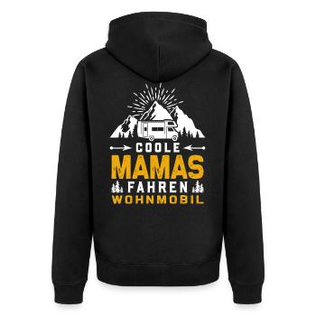 Coole Mamas fahren Wohnmobil - Unisex Premium Bio Zip Hoodie - Schwarz - Hinten - Nico (187cm)