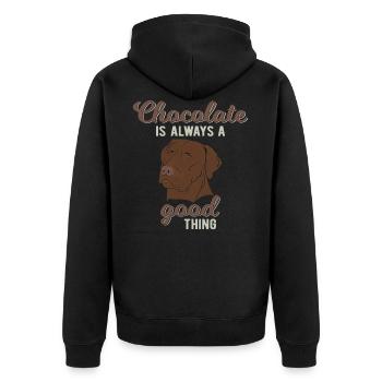 Chocolat Labrador Dog Dog énonciations cadeau - Veste à capuche bio Premium Unisexe - noir - Dos - Nico (187cm)