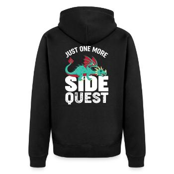 Lustiger Schlafender Drache Questing Humor RPG - Unisex Premium Bio Zip Hoodie - Schwarz - Hinten - Nico (187cm)