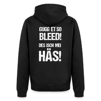 Kostüm Häs schwäbischer Schwaben Gruppenkostüm - Unisex Premium Bio Zip Hoodie - Schwarz - Hinten - Nico (187cm)