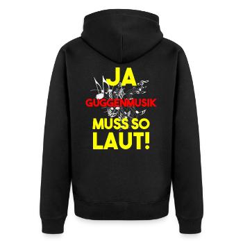 Guggenmusik Guggenmusiker Kostüm Narren Musiker - Unisex Premium Bio Zip Hoodie - Schwarz - Hinten - Nico (187cm)