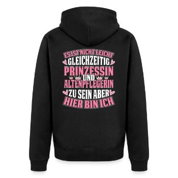 Altenpflegerin Altenpflegerin Altenpflegerin - Unisex Premium Bio Zip Hoodie - Schwarz - Hinten - Nico (187cm)