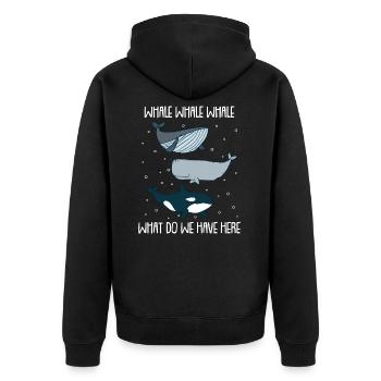 Wale Pottwal Killerwal Blauwal - Unisex Premium Bio Zip Hoodie - Schwarz - Hinten - Nico (187cm)