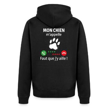 mon chien m'appelle... faut que j'y aille ! - Veste à capuche bio Premium Unisexe - noir - Dos - Nico (187cm)