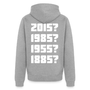 Flux Compensator Time Travel Time Machine Delorean - Unisex Premium Organic Zip Hoodie - heather grey - Back - Nico (187cm)