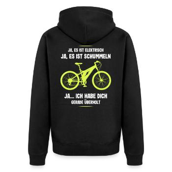 E-Bike Ich habe Dich Überholt Biker Fahrrad - Unisex Premium Bio Zip Hoodie - Schwarz - Hinten - Nico (187cm)