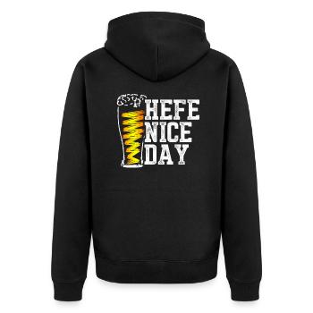 Weißbier Hefebier Bier Spruch - Unisex Premium Bio Zip Hoodie - Schwarz - Hinten - Nico (187cm)