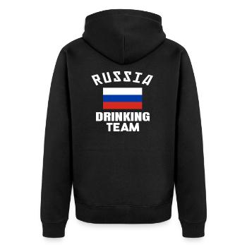Russia Team Russland UdSSR Russisch Russe Russen - Unisex Premium Bio Zip Hoodie - Schwarz - Hinten - Nico (187cm)