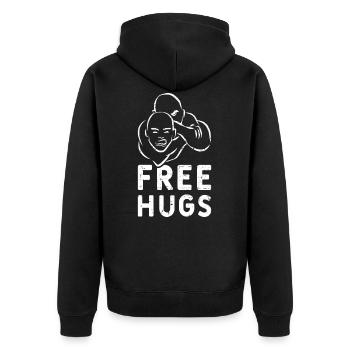 Free Hugs Judo Jiu-Jitsu MMA Kampfsport - Unisex Premium Bio Zip Hoodie - Schwarz - Hinten - Nico (187cm)