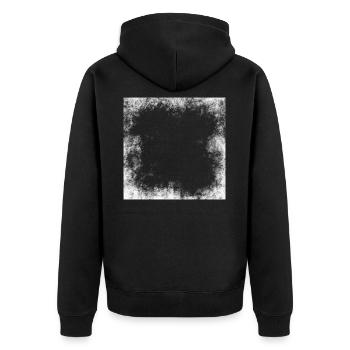 Rahmen Quadratisch Vintage - Unisex Premium Bio Zip Hoodie - Schwarz - Hinten - Nico (187cm)