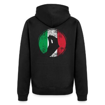 Italy Italians hand gesture Italian flag - Unisex Premium Organic Zip Hoodie - black - Back - Nico (187cm)