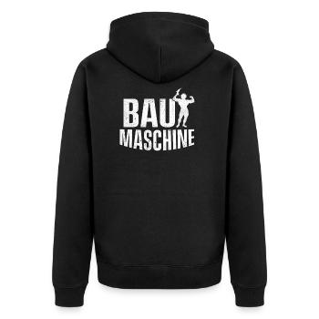 Baumaschine Hausherr Hausbau - Unisex Premium Bio Zip Hoodie - Schwarz - Hinten - Nico (187cm)