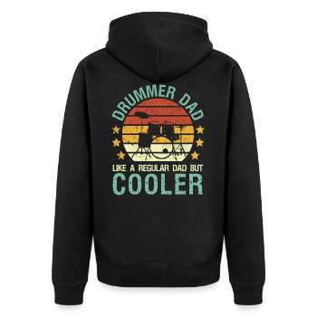 Schlagzeug Papa Drummer Geschenk Schlagzeuger - Unisex Premium Bio Zip Hoodie - Schwarz - Hinten - Nico (187cm)