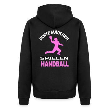 Mädchen Handball Spielerin Spruch Handballerin - Unisex Premium Bio Zip Hoodie - Schwarz - Hinten - Nico (187cm)