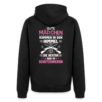 Sportschütze Schützenverein Schützenfest Schützin - Unisex Premium Bio Zip Hoodie - Schwarz - Hinten - Nico (187cm)