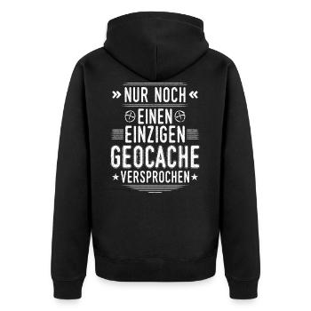 Geocaching Nur noch einen Geocache Cache Geocachen - Unisex Premium Bio Zip Hoodie - Schwarz - Hinten - Nico (187cm)