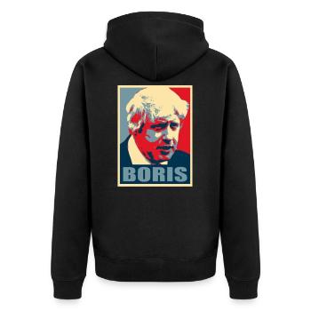 Boris Johnson Premierminister von Großbritannien - Boris Johnson - Unisex Premium Bio Zip Hoodie - Schwarz - Hinten - Nico (187cm)