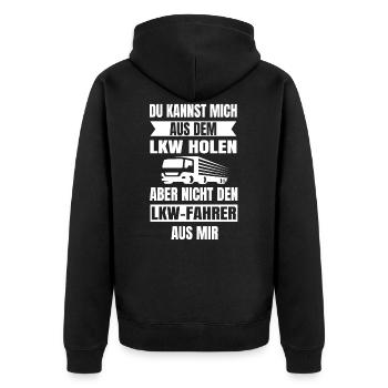 Fernfahrer Trucker Berufskraftfahrer LKW Fahrer - Unisex Premium Bio Zip Hoodie - Schwarz - Hinten - Nico (187cm)