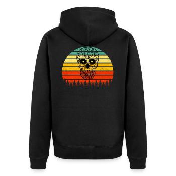 Mexikanische Schädel Vintage Tattoo Halloween - Unisex Premium Bio Zip Hoodie - Schwarz - Hinten - Nico (187cm)