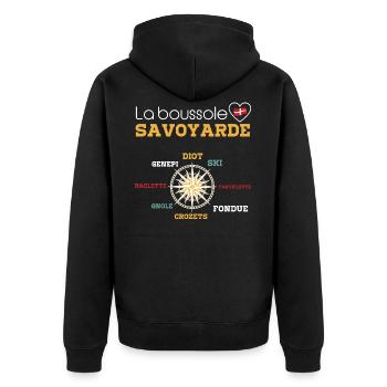 Spécialité savoyarde les les savoyards et gourmand - Veste à capuche bio Premium Unisexe - noir - Dos - Nico (187cm)